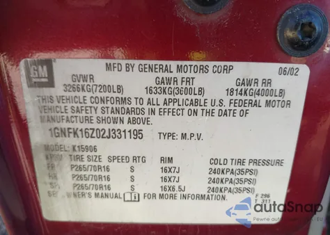 2002 Chevrolet Suburban 1500 Lt from USA, damaged, VIN 1GNFK16Z02J331195